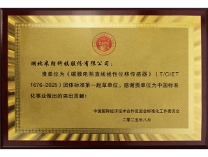 <b>直線位移傳感器標準起草證書</b>